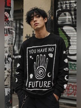 Dongsin Korea Medium Black & White “You Have No Future” Tarot Graphic Sweatshirt